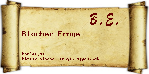 Blocher Ernye névjegykártya